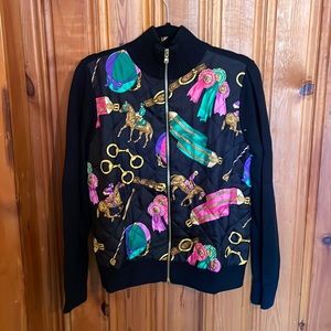 Ralph Lauren Quilted Silk Equestrian Sweater Jacket- Sz L